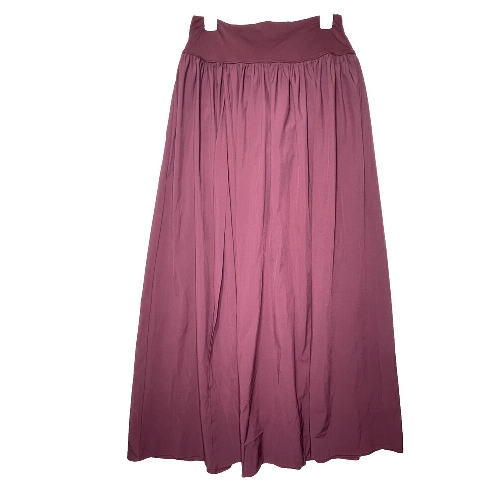 Halara Maxi Skirt L Womens Maroon Breezeful High Slit 2-in-1 Undershort Athletic